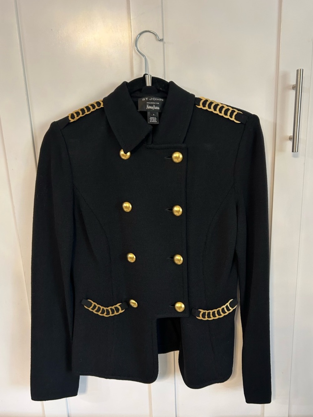 St. John for Neiman Marcus black knit military blazer